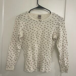 Vintage Cottagecore High Sierra White and Brown Patterned Blouse